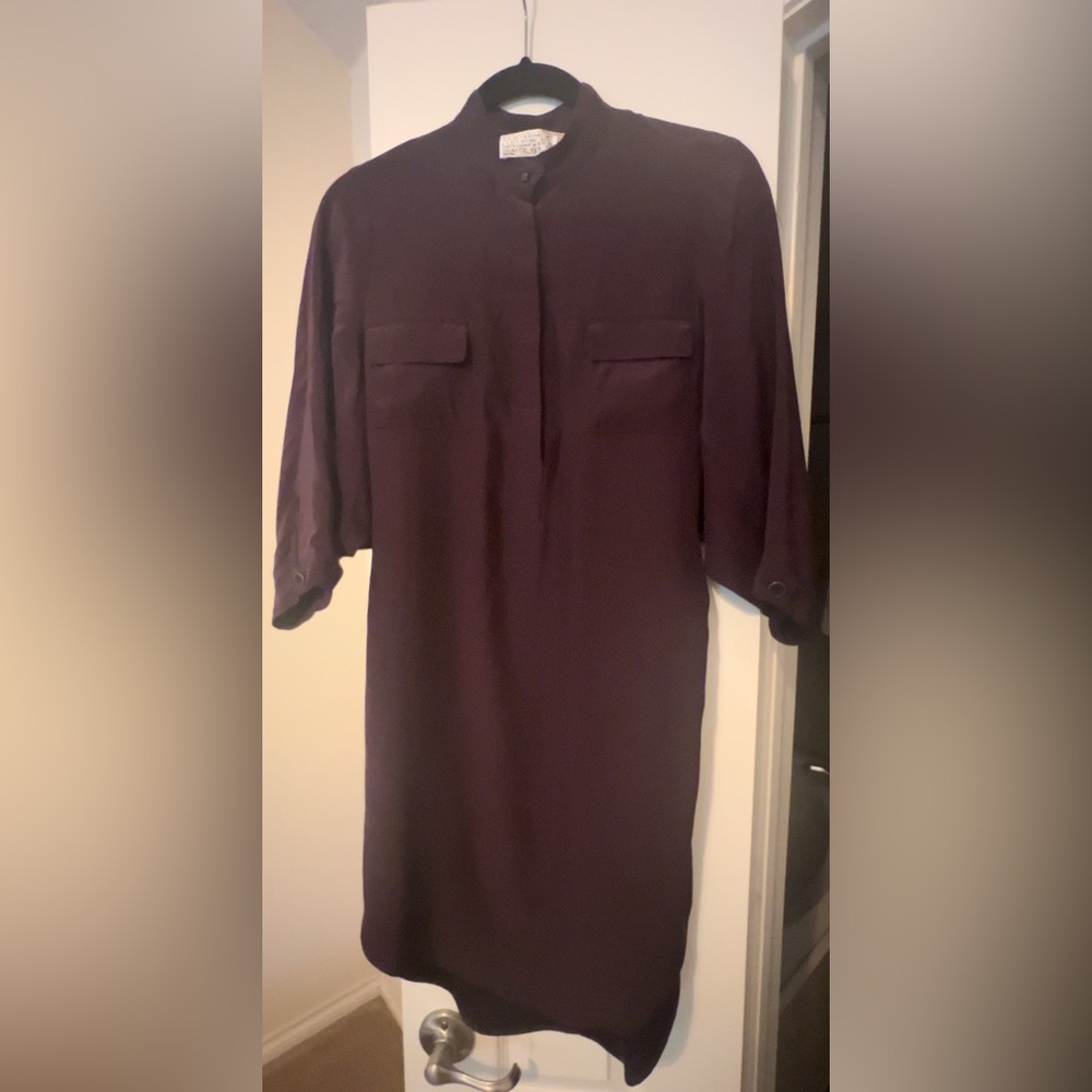 3/4 Short Balloon Sleeved Shirt Dress. - Picture 3 of 3